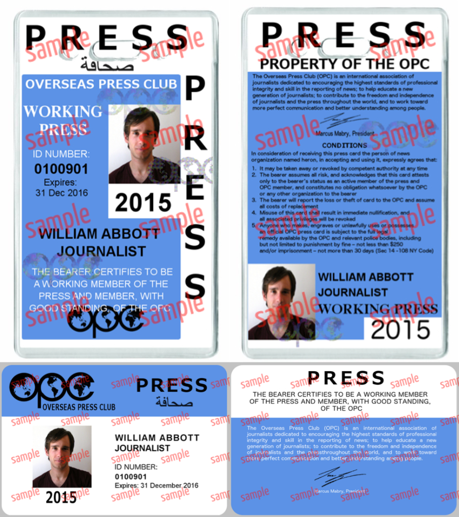 PRESS CARDS