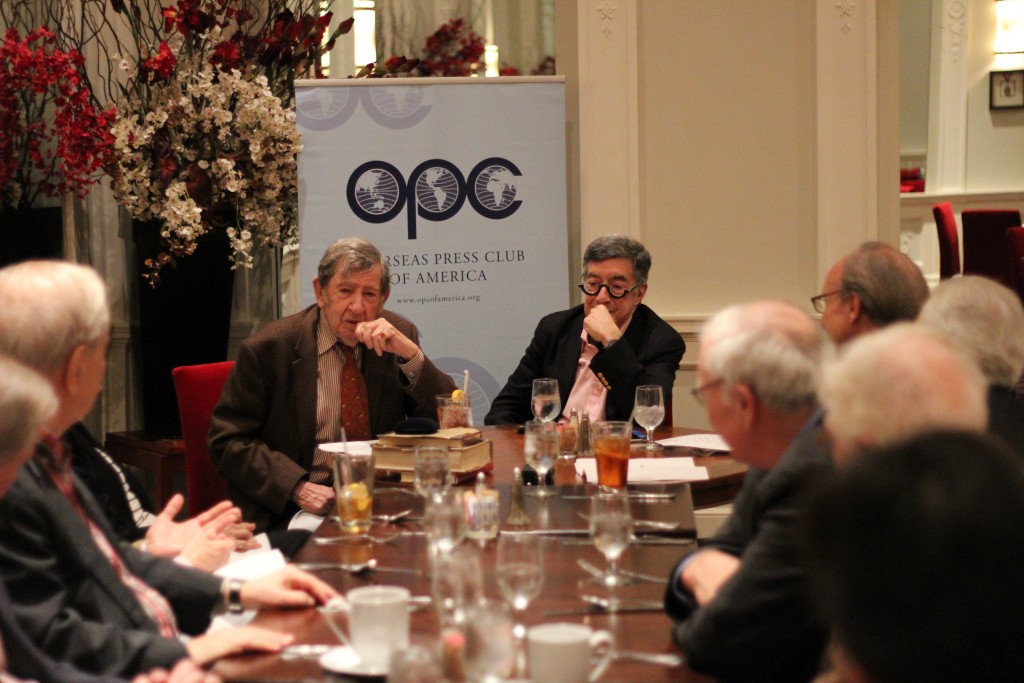 Karl Meyer, center left, and David Andelman. Photo: Chad Bouchard