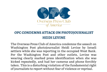 OPC Condemns Attack on Photojournalist Heidi Levine